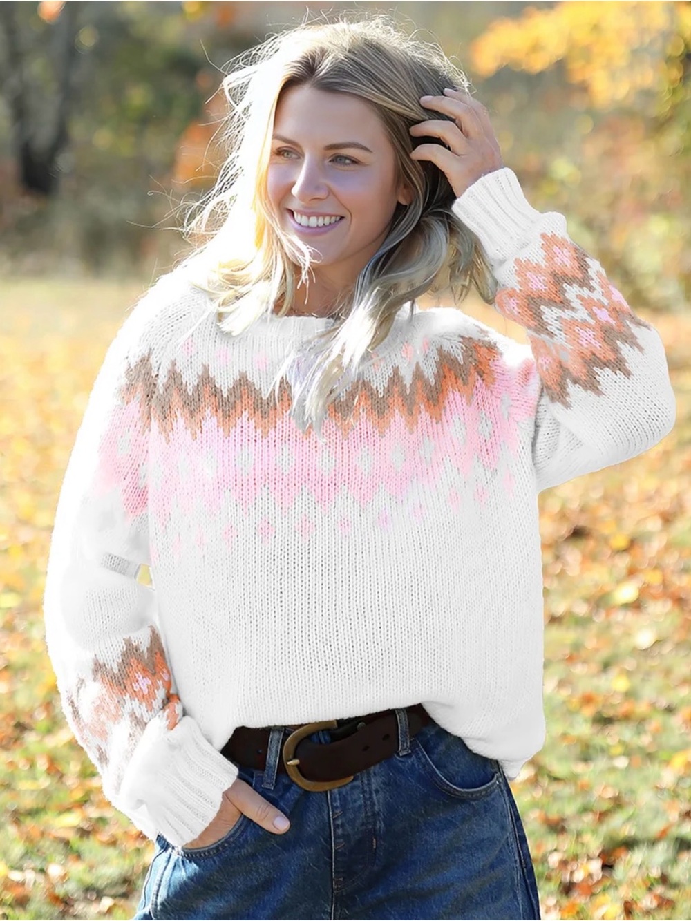 Wooden Ships Jaxon Fair Isle Raglan Chunky Sweater